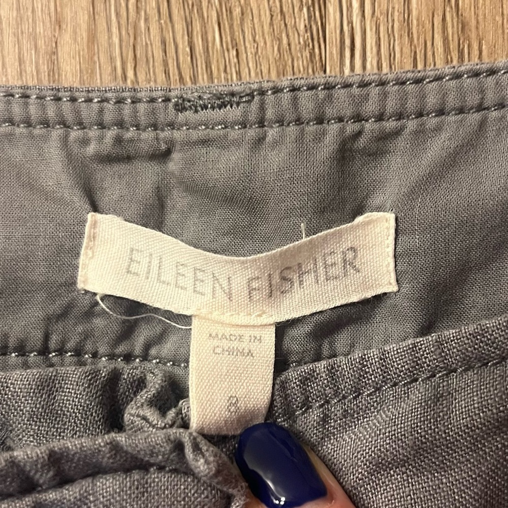 Eileen Fisher Grey Organic Linen Cropped Pants Size 8 - Picture 3 of 4